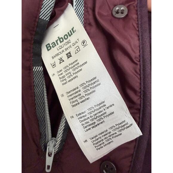 Barbour Skye Quilted Coat Plum UK 14/US 10 Winter Jacket Aubergine/Burgundy - Picture 10 of 12